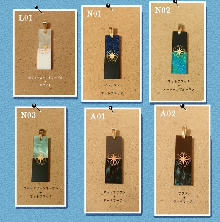 月と星のモチーフアクリルネックレス