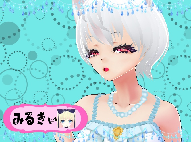 白ねこ耳 ショートヘア キュート 3Dモデル