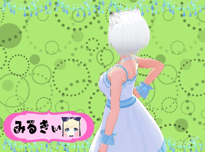 白ねこ耳 ショートヘア キュート 3Dモデル