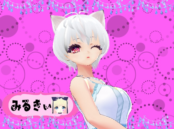 白ねこ耳 ショートヘア キュート 3Dモデル