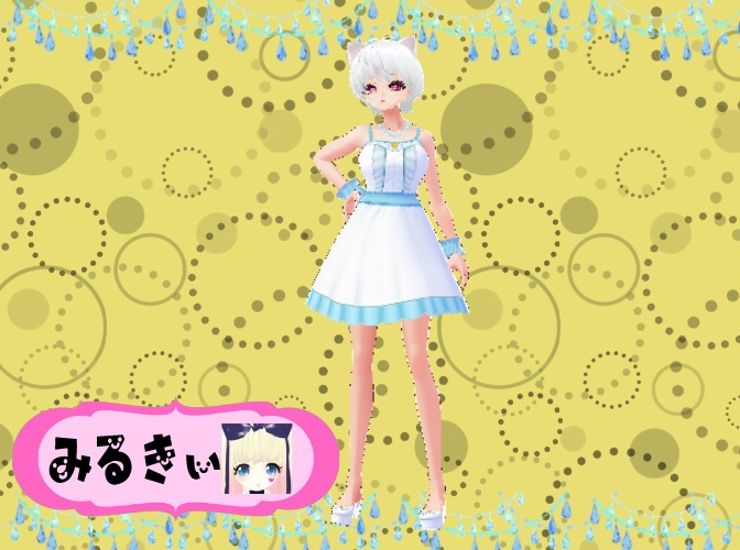 白ねこ耳 ショートヘア キュート 3Dモデル