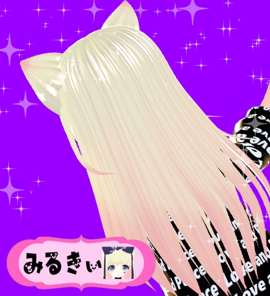 ヘアプリセット ブロンドストレート ロングヘア ねこ耳 neko mimi blonde straight long hair preset