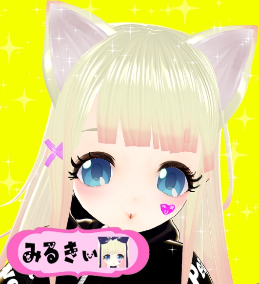 ヘアプリセット ブロンドストレート ロングヘア ねこ耳 neko mimi blonde straight long hair preset