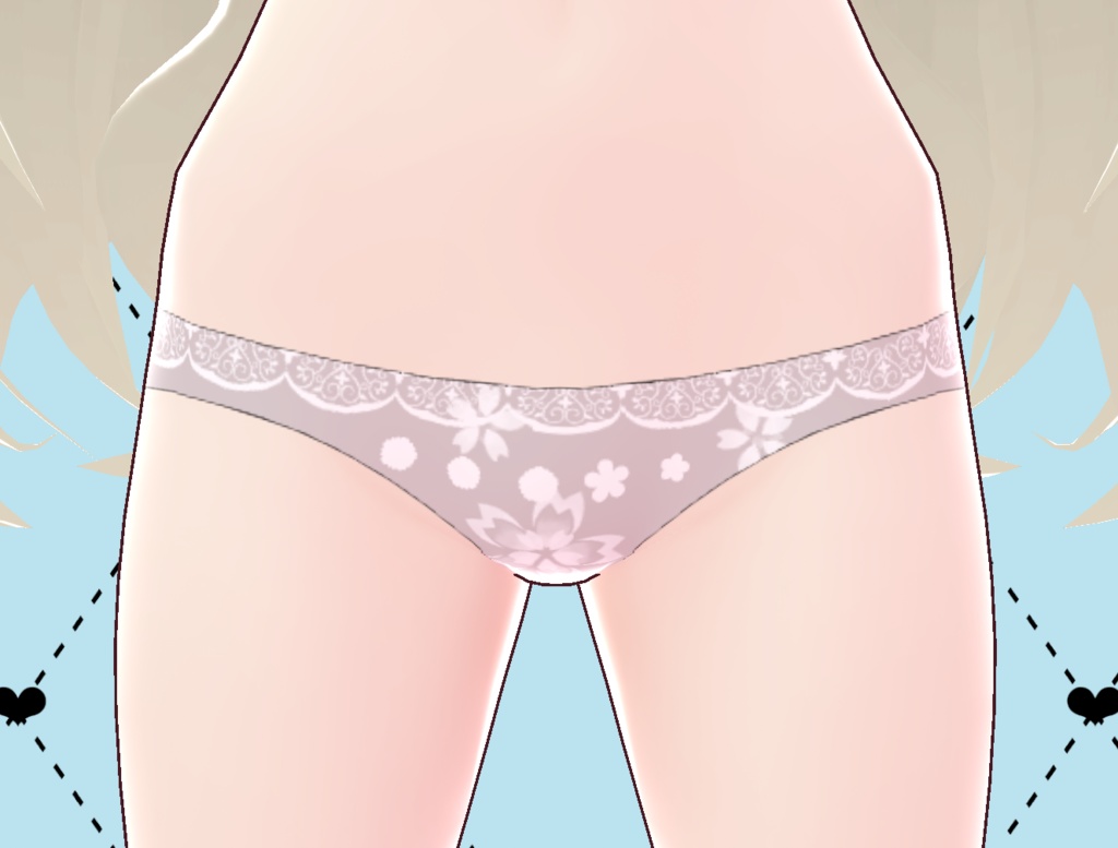 桜レースCuteパンティ　sakura panty PNG　Vroid