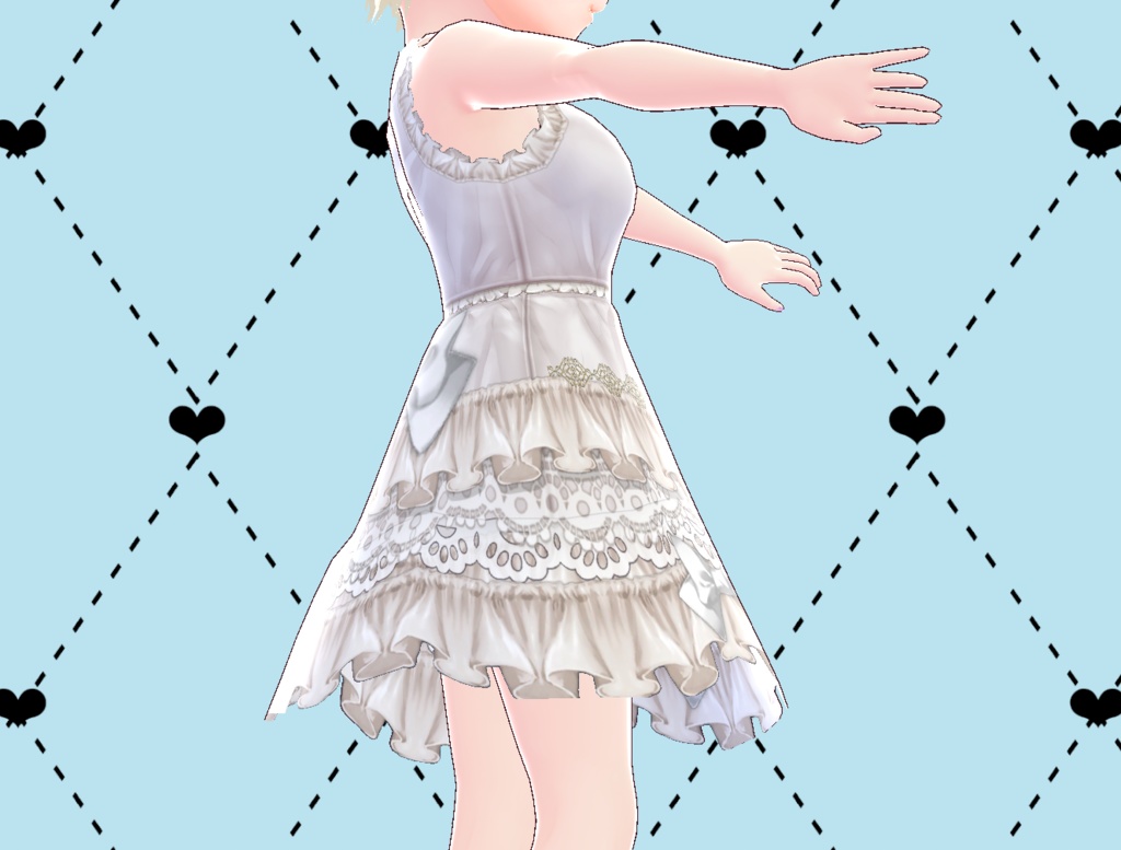 ホワイトロリータ多重フリルドレス White Lolita Dress PNG Vroid
