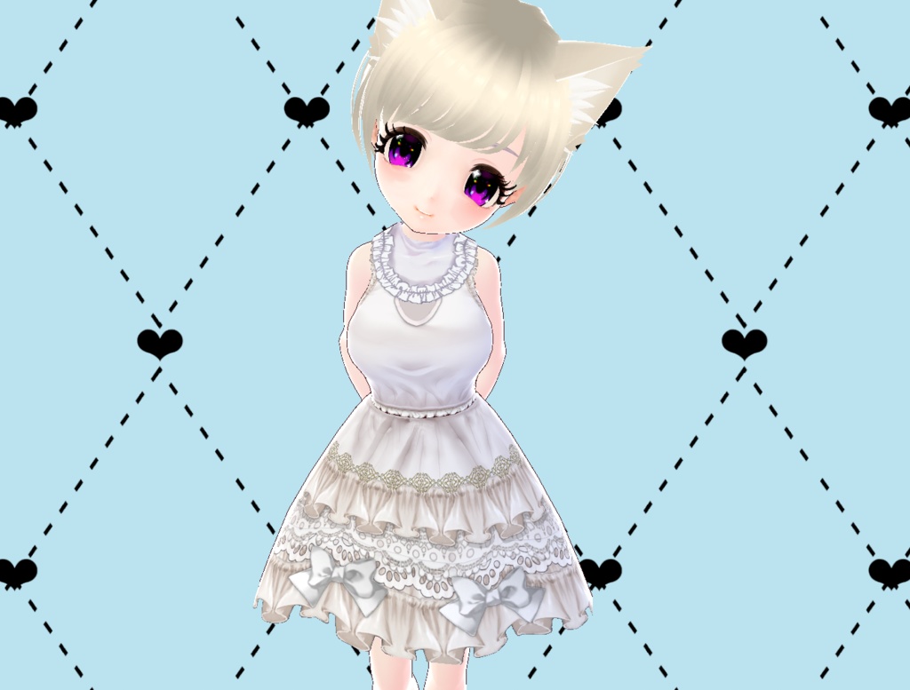 ホワイトロリータ多重フリルドレス White Lolita Dress PNG Vroid