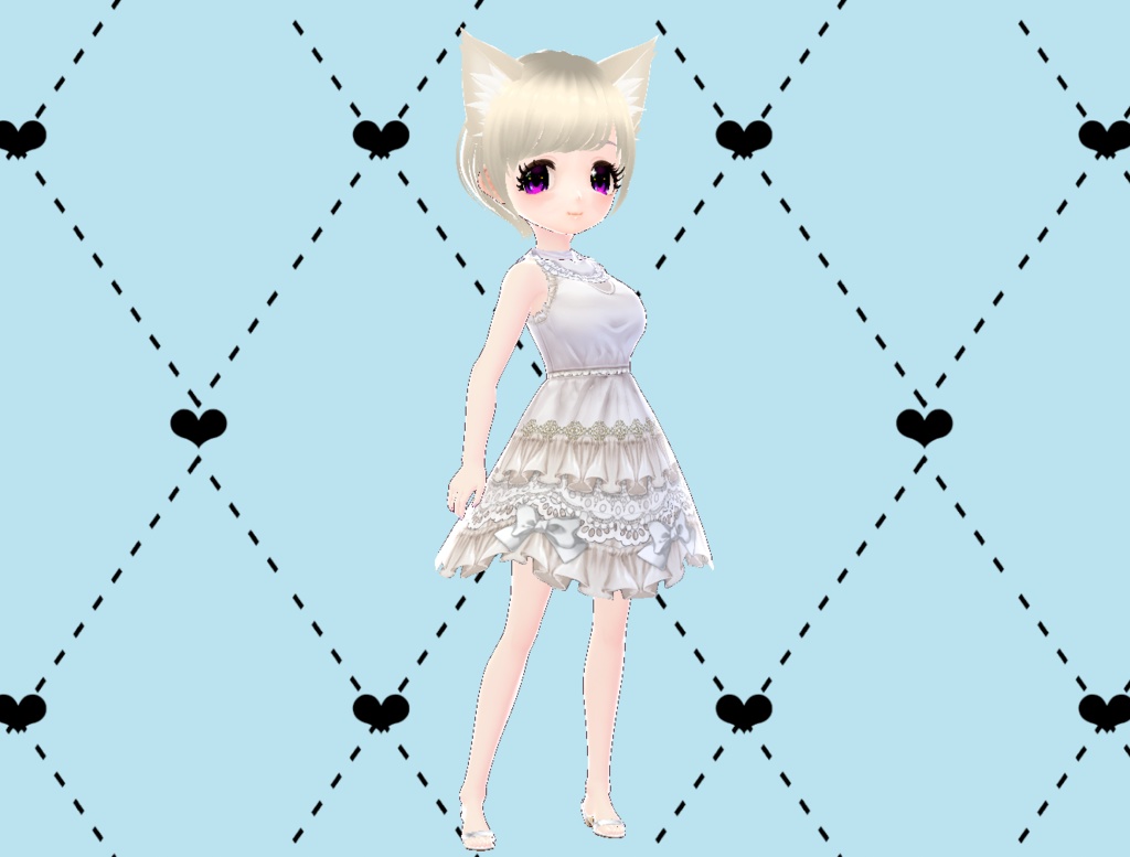 ホワイトロリータ多重フリルドレス White Lolita Dress PNG Vroid