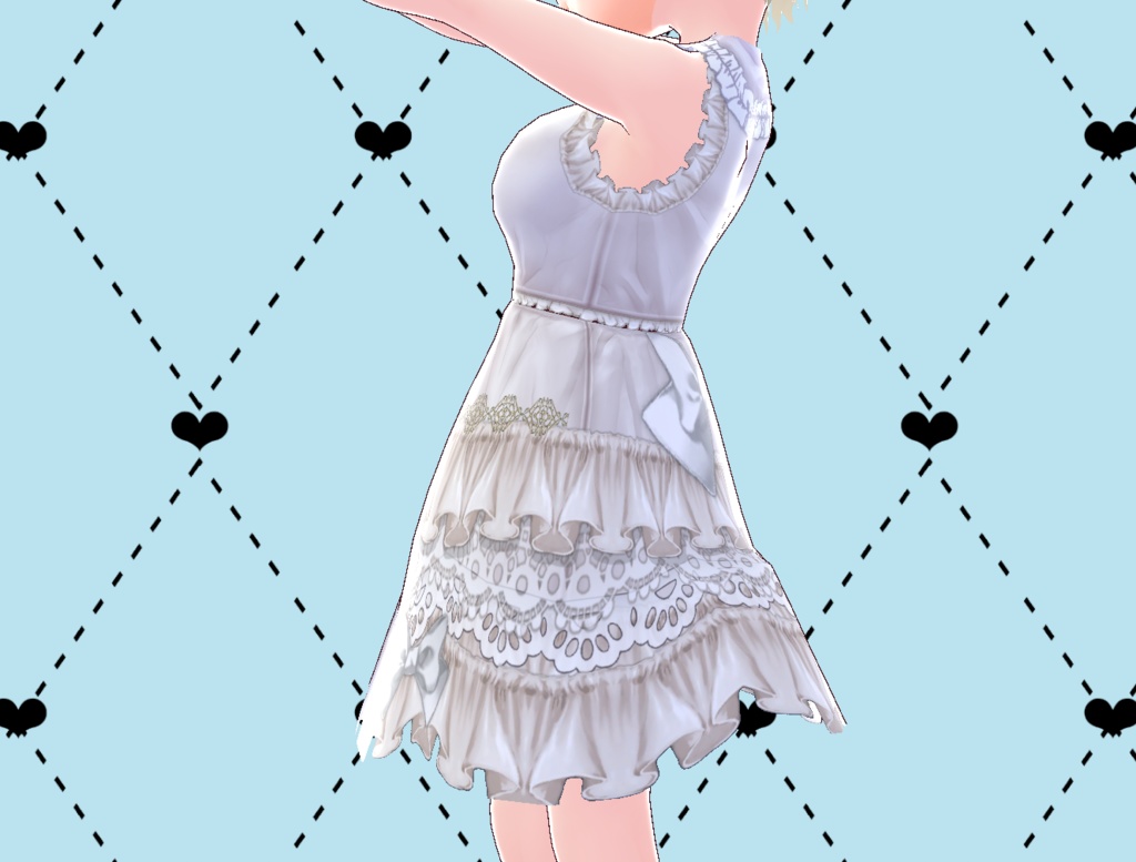 ホワイトロリータ多重フリルドレス White Lolita Dress PNG Vroid