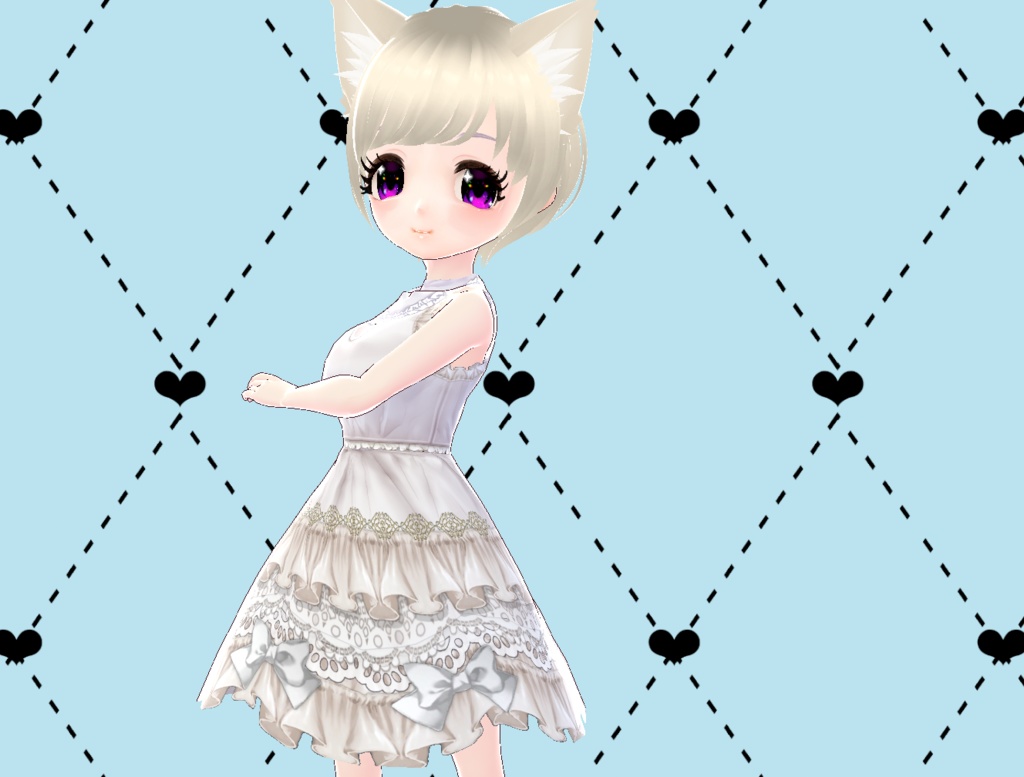 ホワイトロリータ多重フリルドレス White Lolita Dress PNG Vroid