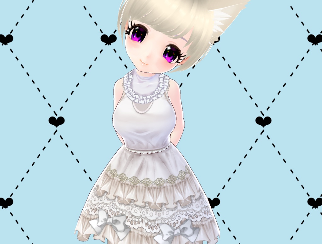 ホワイトロリータ多重フリルドレス White Lolita Dress PNG　Vroid