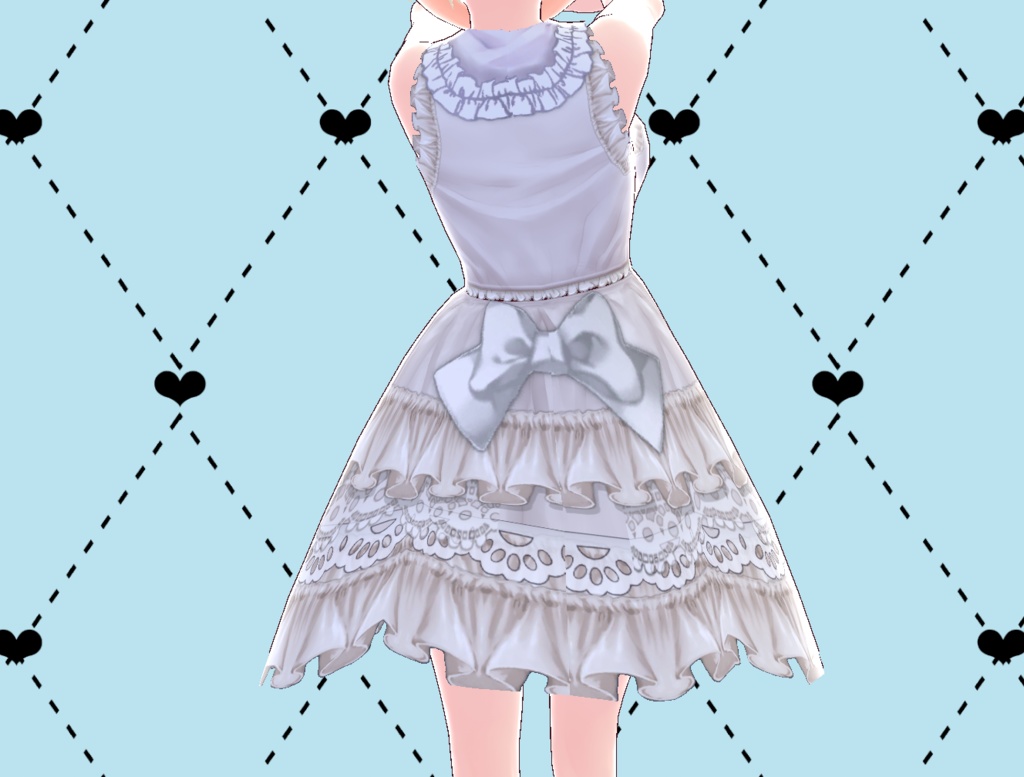 ホワイトロリータ多重フリルドレス White Lolita Dress PNG Vroid