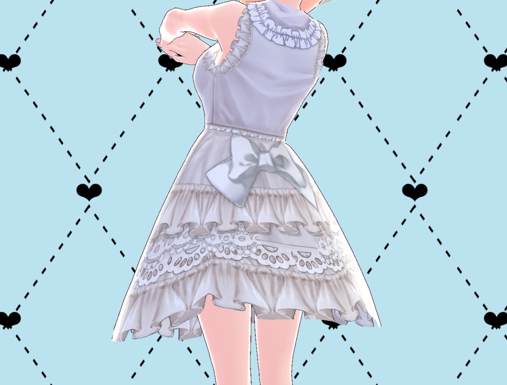 ホワイトロリータ多重フリルドレス White Lolita Dress PNG Vroid