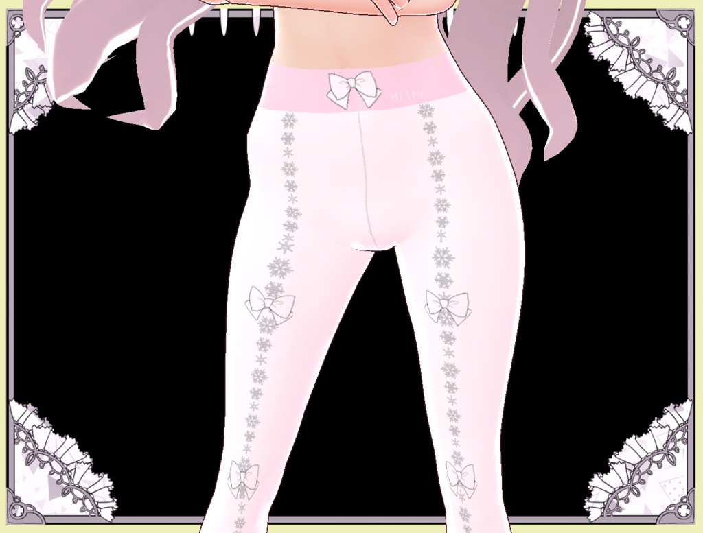 ロリータストッキング 雪リボン Vroid テクスチャー