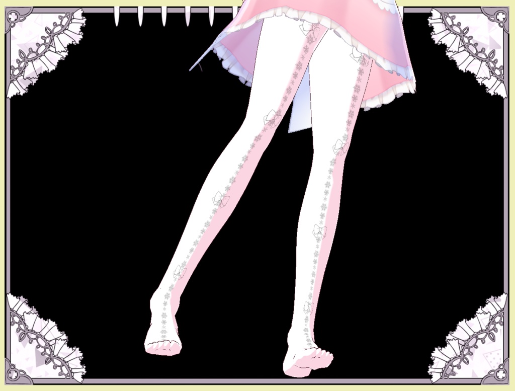 ロリータストッキング 雪リボン Vroid テクスチャー