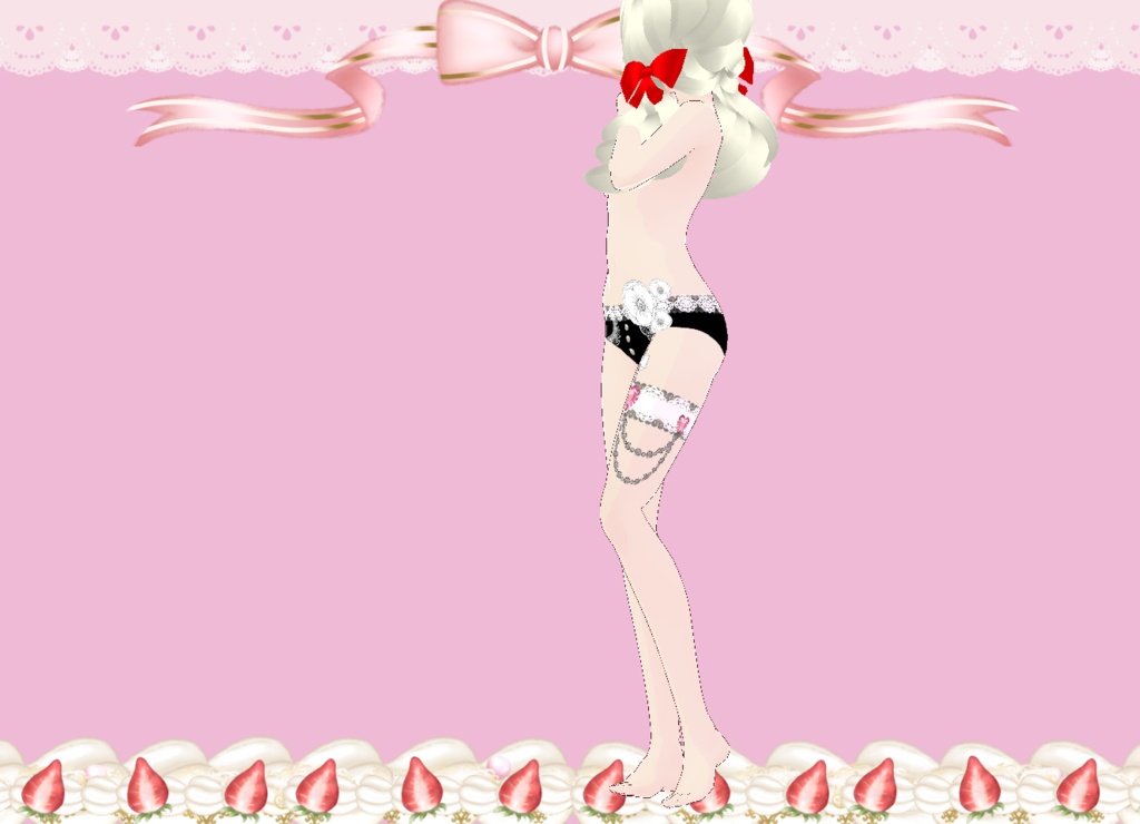 華やかパンティ&ガーターセット Vroid