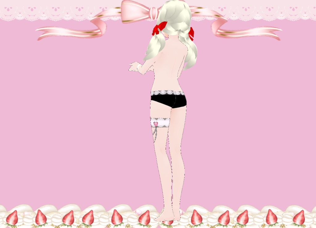 華やかパンティ&ガーターセット Vroid