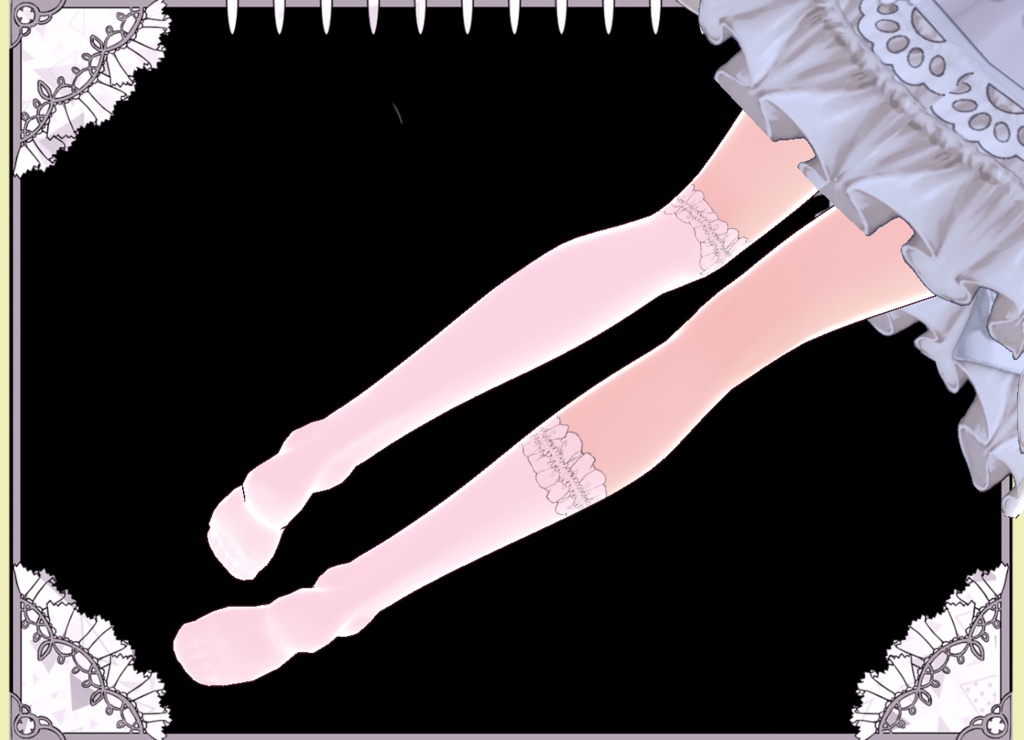 フリルリボン アシンメトリーソックス Vroid