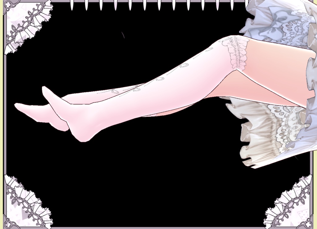 フリルリボン アシンメトリーソックス Vroid