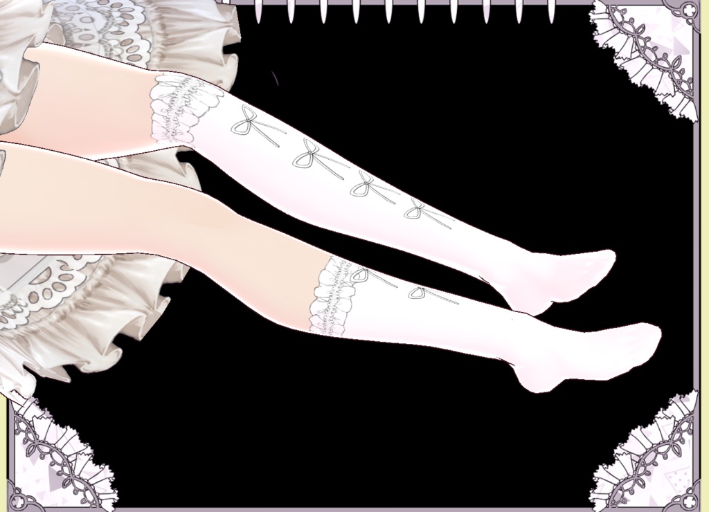 フリルリボン アシンメトリーソックス Vroid