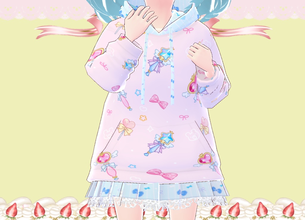 愛♡ゆめかわ パーカー・スカート・靴  Vroid 衣装・装飾品