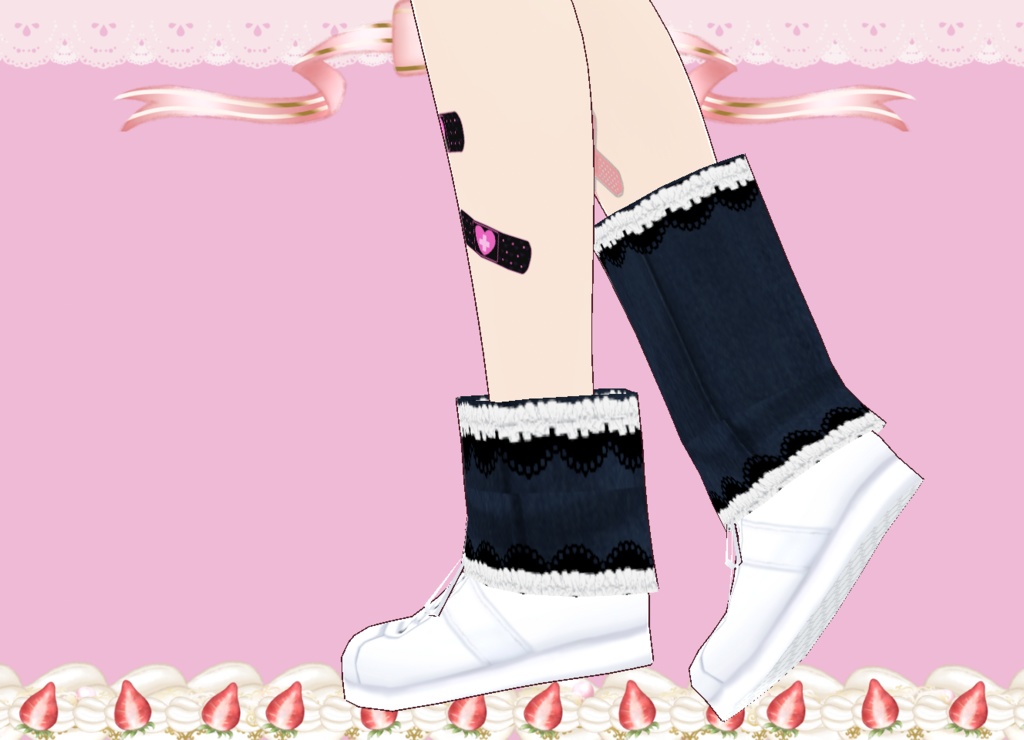 やみかわ絆創膏とアシンメトリー・レッグウォーマー set Vroid