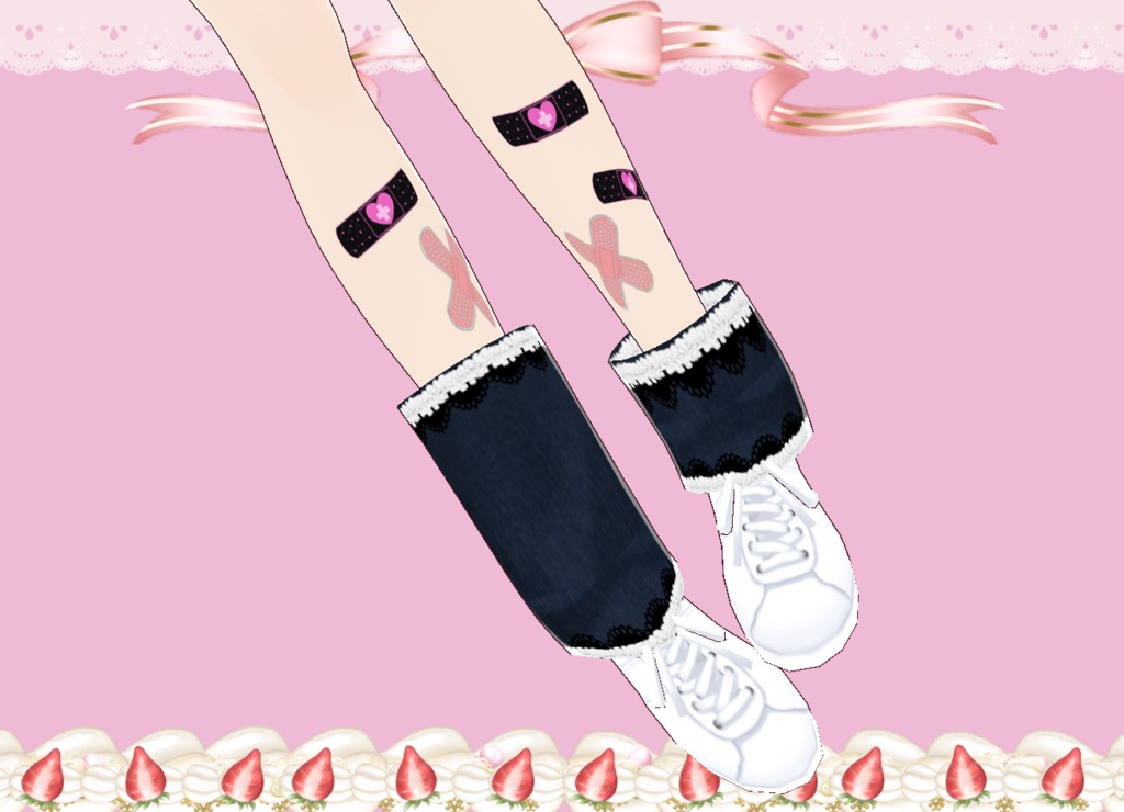 やみかわ絆創膏とアシンメトリー・レッグウォーマー set Vroid