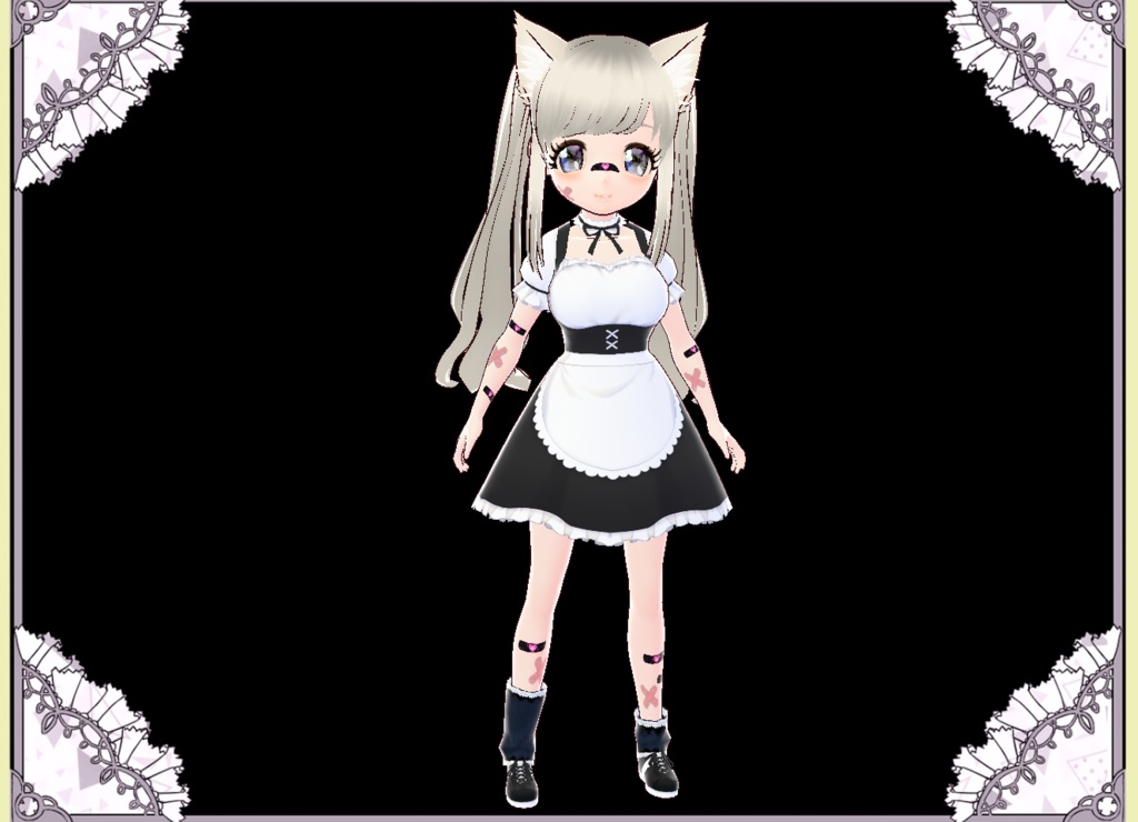 やみかわ絆創膏とアシンメトリー・レッグウォーマー set Vroid