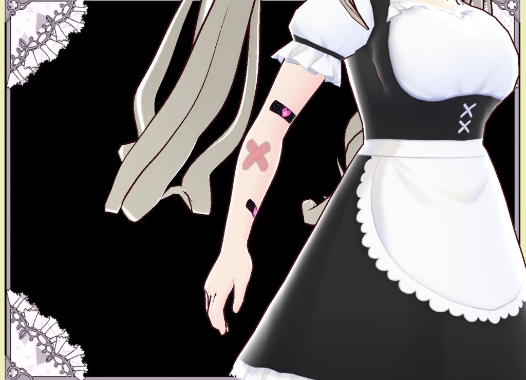 やみかわ絆創膏とアシンメトリー・レッグウォーマー set Vroid