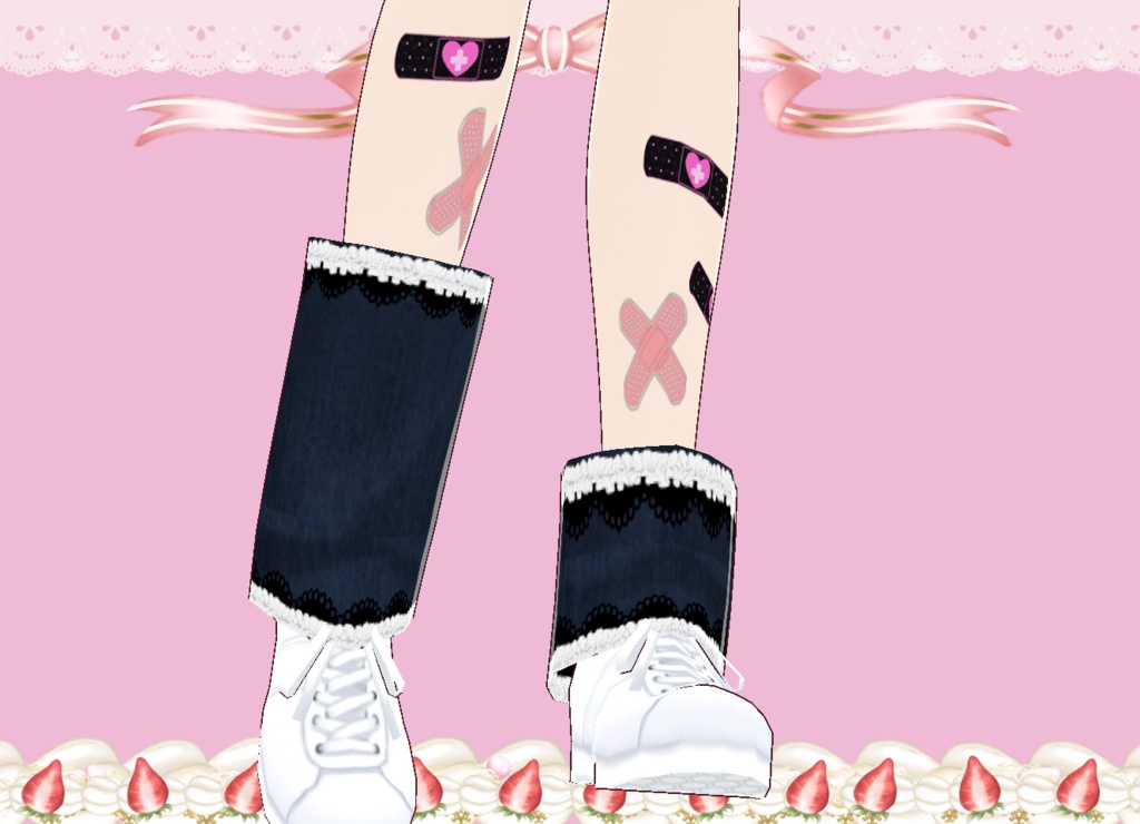 やみかわ絆創膏とアシンメトリー・レッグウォーマー set Vroid