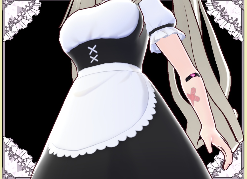 やみかわ絆創膏とアシンメトリー・レッグウォーマー set Vroid