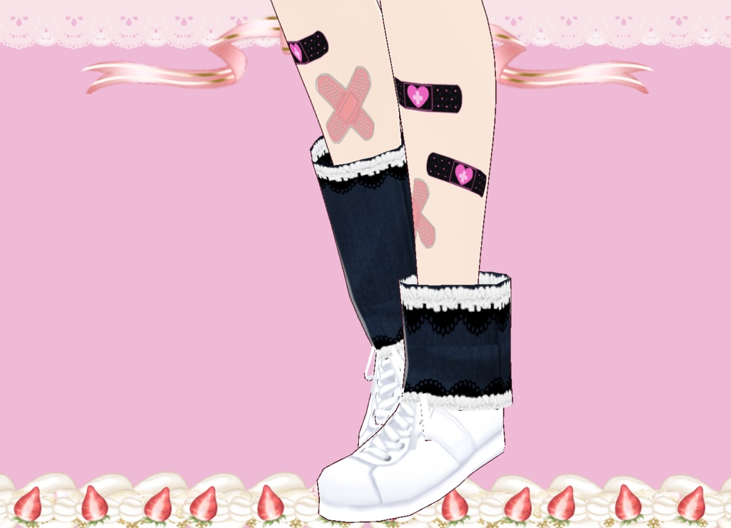 やみかわ絆創膏とアシンメトリー・レッグウォーマー set Vroid