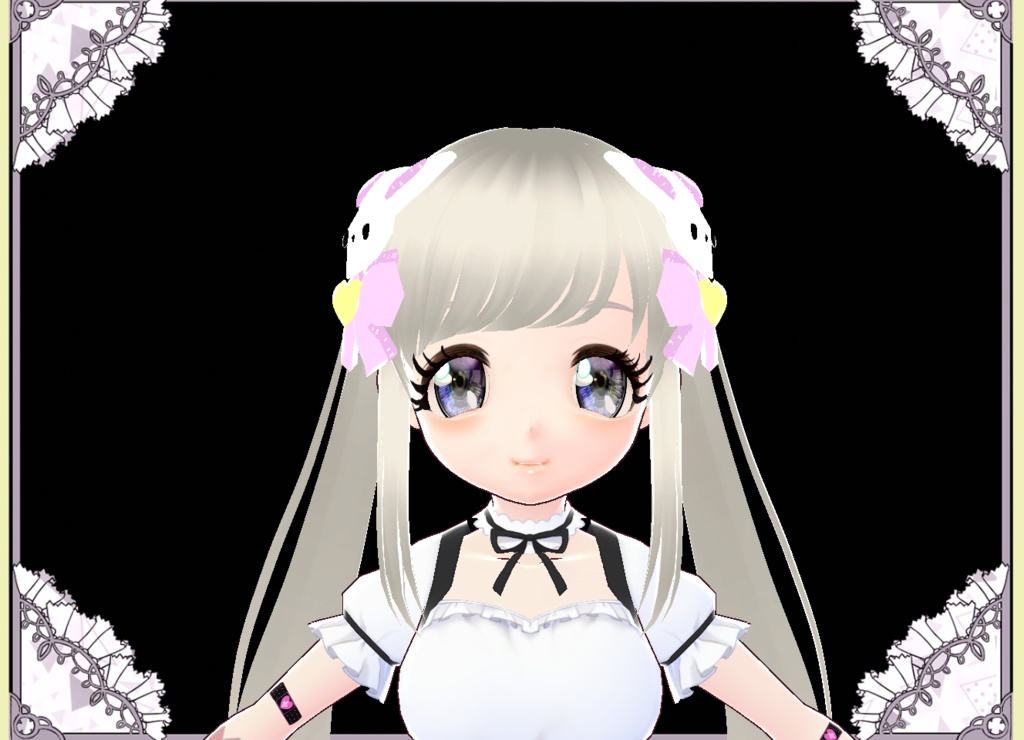 うさぎTwin立体3Dヘアアクセサリー Vroid カスタムアイテム