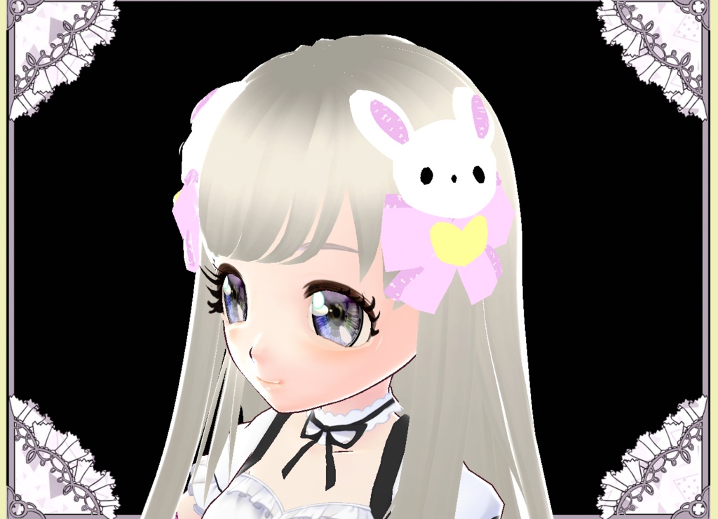 うさぎTwin立体3Dヘアアクセサリー Vroid カスタムアイテム
