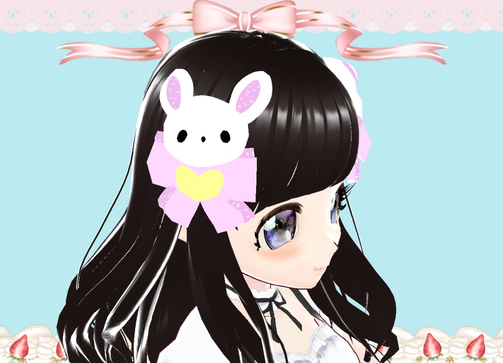うさぎTwin立体3Dヘアアクセサリー Vroid カスタムアイテム