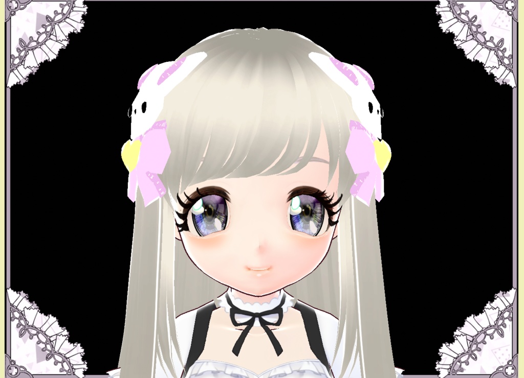 うさぎTwin立体3Dヘアアクセサリー Vroid カスタムアイテム