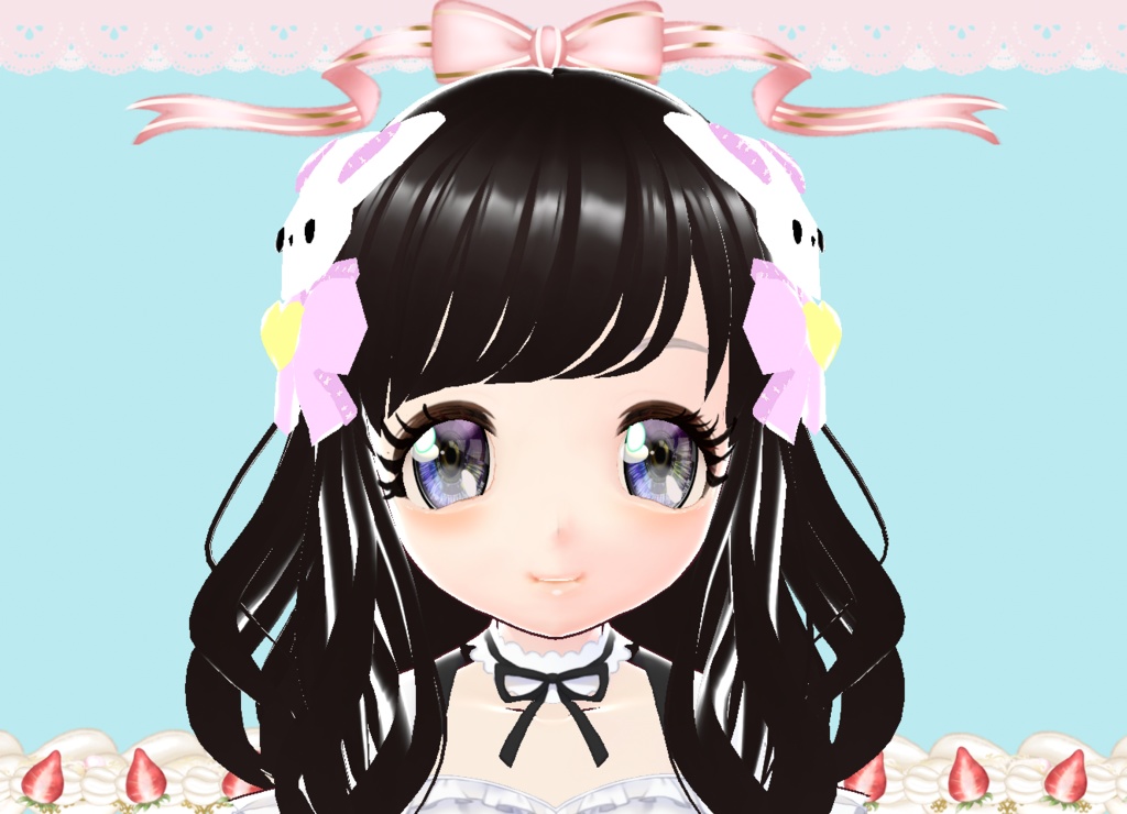 うさぎTwin立体3Dヘアアクセサリー Vroid カスタムアイテム