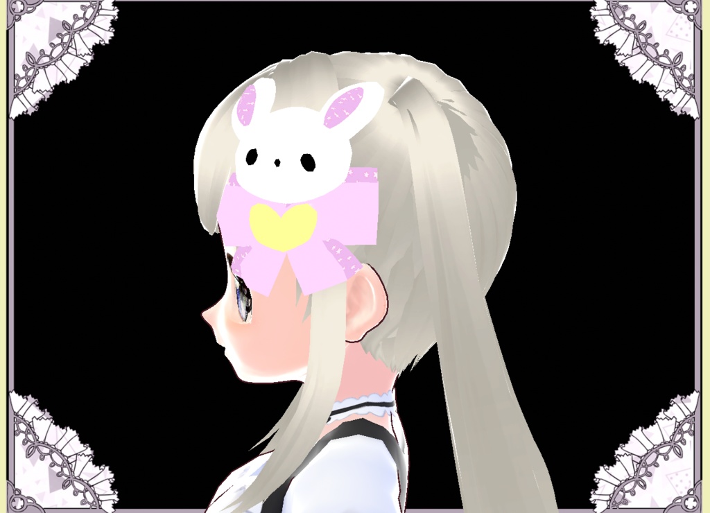 うさぎTwin立体3Dヘアアクセサリー Vroid カスタムアイテム