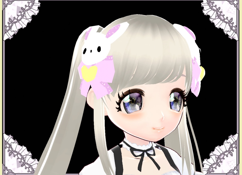 うさぎTwin立体3Dヘアアクセサリー Vroid カスタムアイテム
