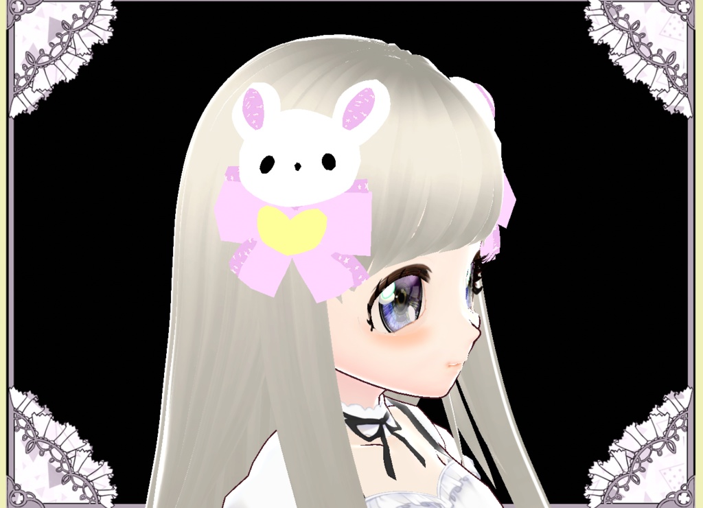 うさぎTwin立体3Dヘアアクセサリー Vroid カスタムアイテム