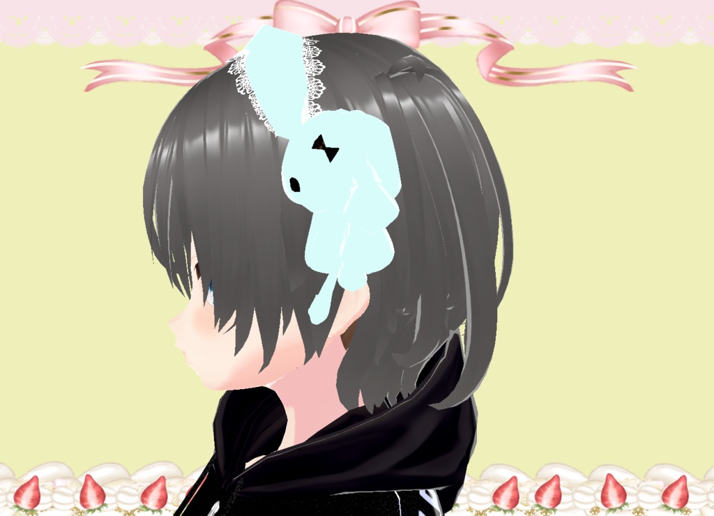 うさぎちゃんラブリーヘア―ドレス♥カチューシャ♥3Dモデル♥カスタムアイテム