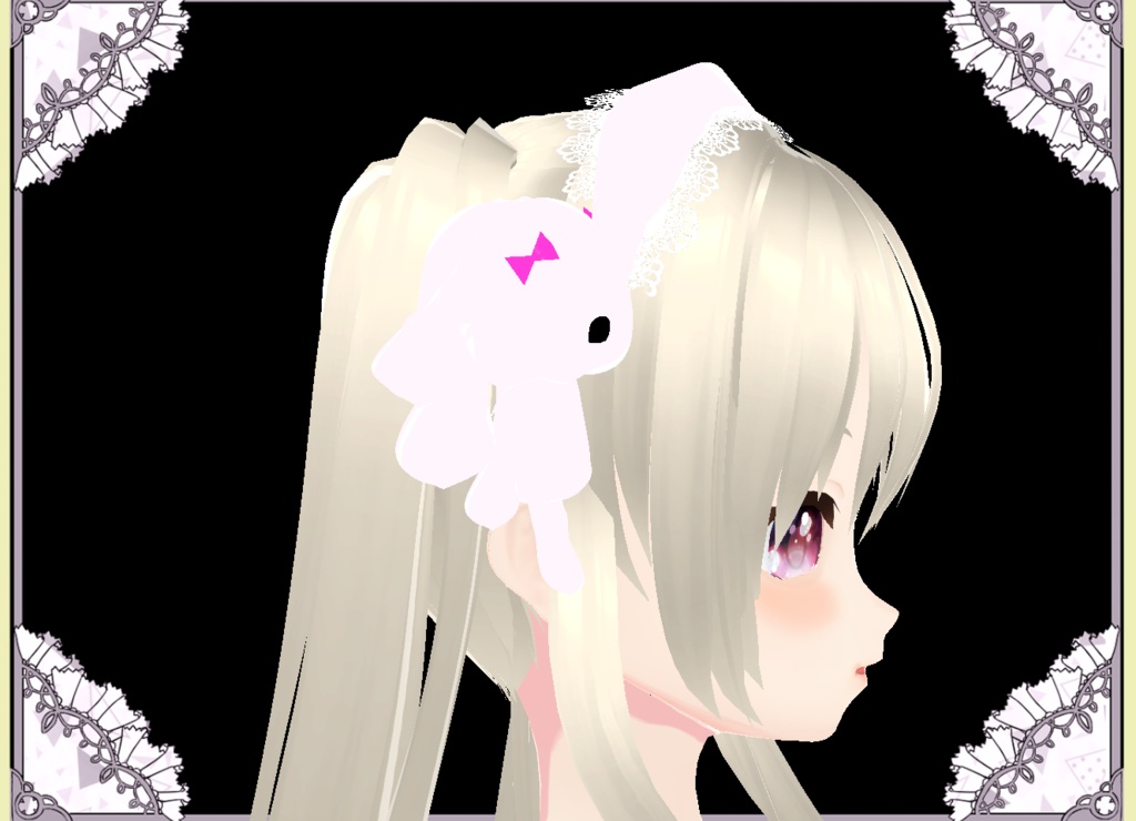 うさぎちゃんラブリーヘア―ドレス♥カチューシャ♥3Dモデル♥カスタムアイテム