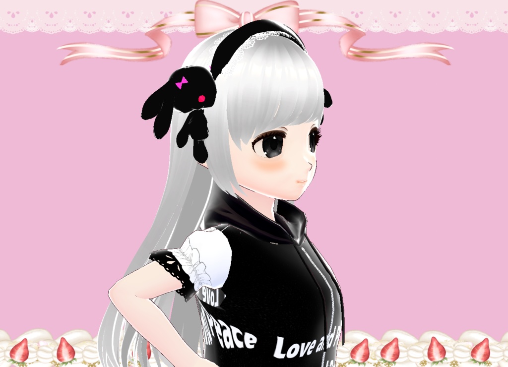うさぎちゃんラブリーヘア―ドレス♥カチューシャ♥3Dモデル♥カスタムアイテム