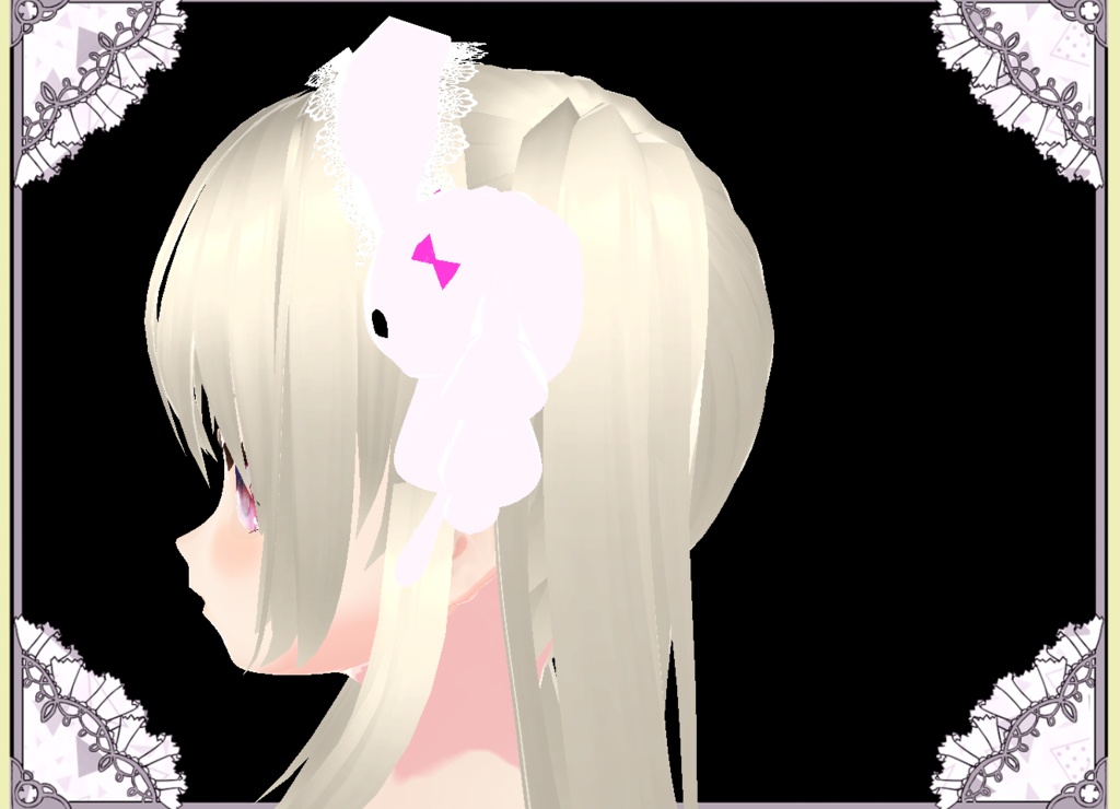 うさぎちゃんラブリーヘア―ドレス♥カチューシャ♥3Dモデル♥カスタムアイテム