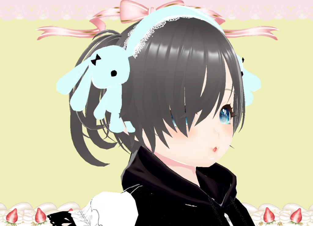 うさぎちゃんラブリーヘア―ドレス♥カチューシャ♥3Dモデル♥カスタムアイテム