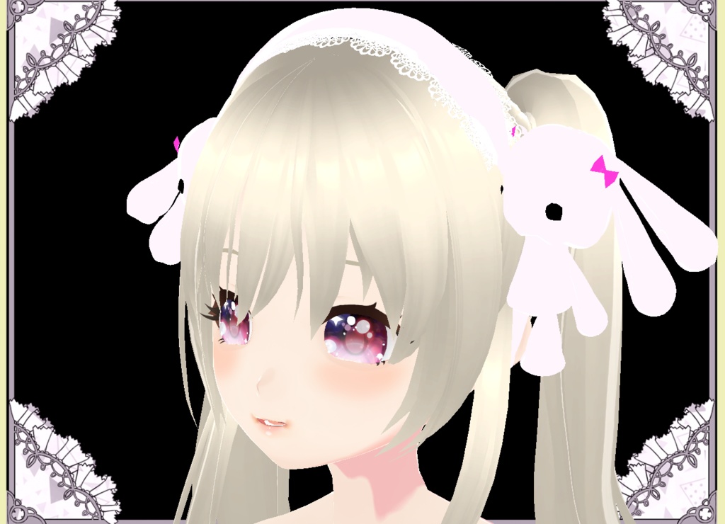 うさぎちゃんラブリーヘア―ドレス♥カチューシャ♥3Dモデル♥カスタムアイテム