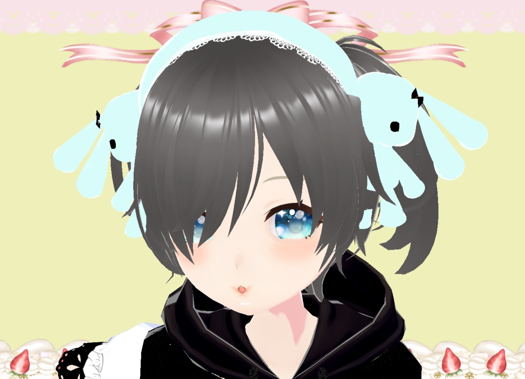 うさぎちゃんラブリーヘア―ドレス♥カチューシャ♥3Dモデル♥カスタムアイテム