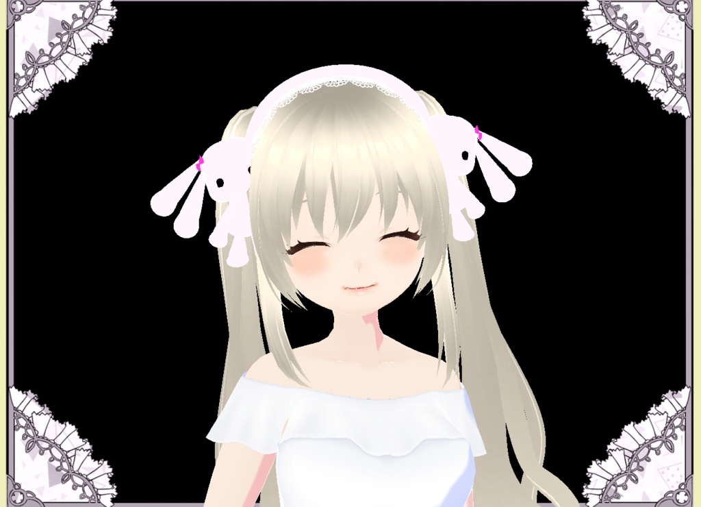 うさぎちゃんラブリーヘア―ドレス♥カチューシャ♥3Dモデル♥カスタムアイテム
