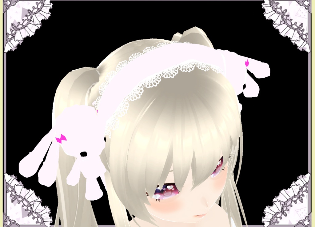 うさぎちゃんラブリーヘア―ドレス♥カチューシャ♥3Dモデル♥カスタムアイテム