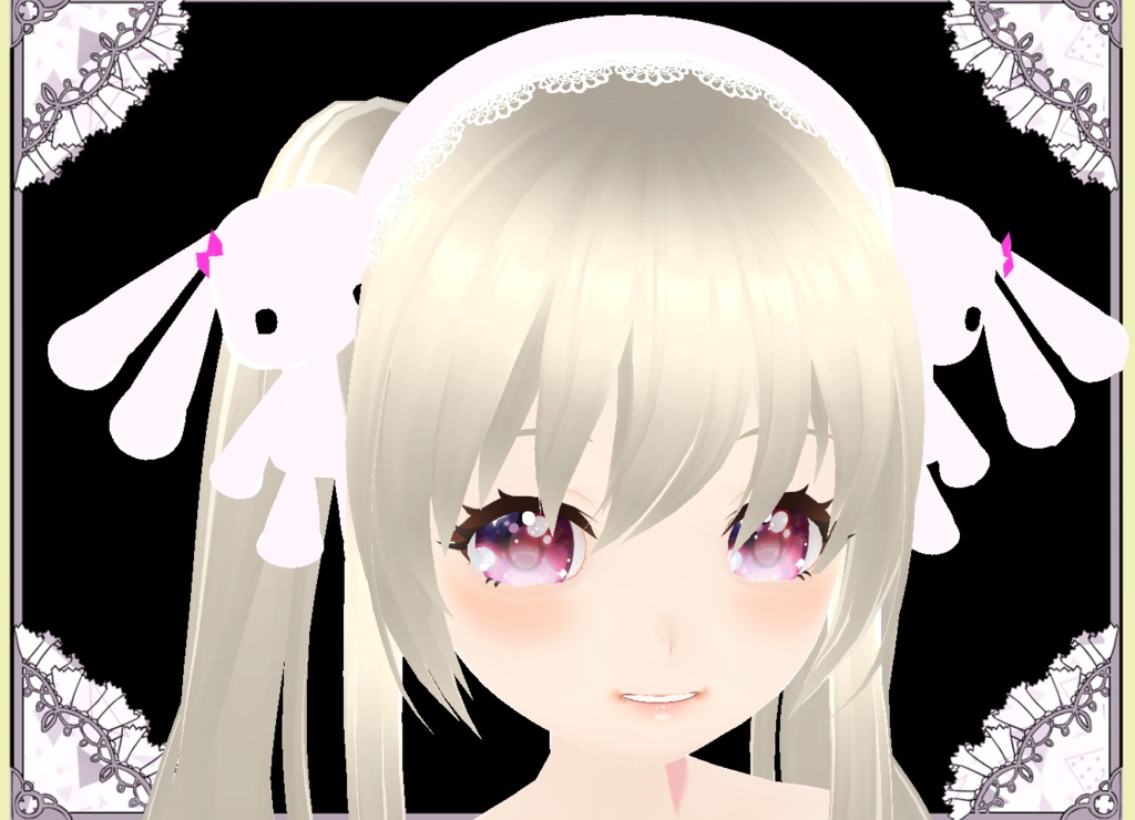 うさぎちゃんラブリーヘア―ドレス♥カチューシャ♥3Dモデル♥カスタムアイテム