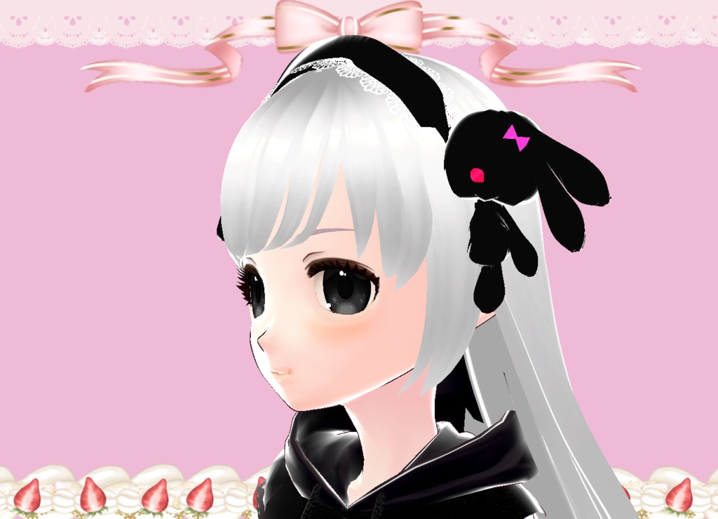 うさぎちゃんラブリーヘア―ドレス♥カチューシャ♥3Dモデル♥カスタムアイテム